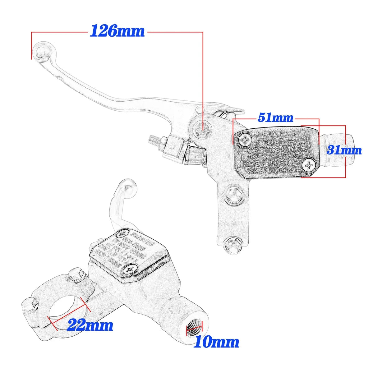 9.5 mm Motorcycle Clutch Master Cylinder with Reversible Two-Way Lever